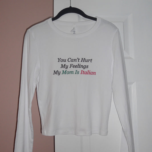 MY MOM IS ITALIAN long-sleeve baby tee *size L*