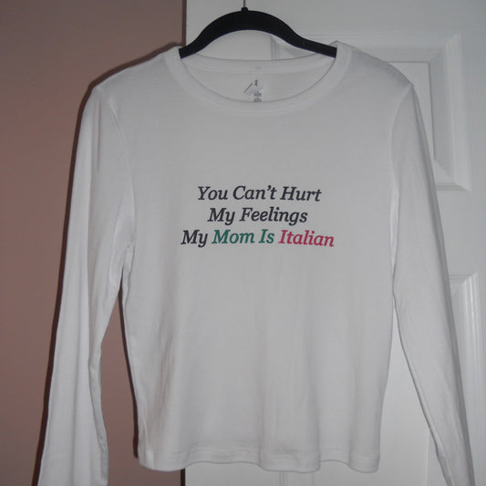 MY MOM IS ITALIAN long-sleeve baby tee *size L*