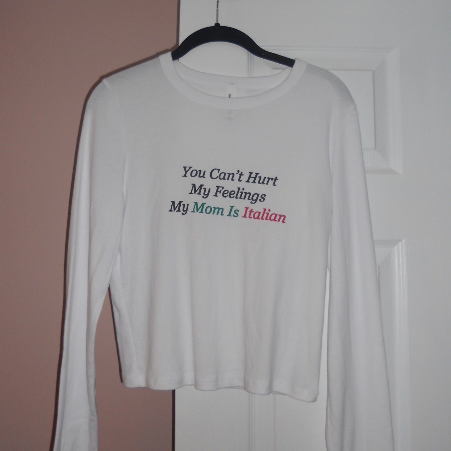 MY MOM IS ITALIAN long-sleeve baby tee *size XL*