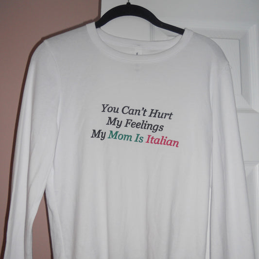 MY MOM IS ITALIAN long-sleeve baby tee *size XL*