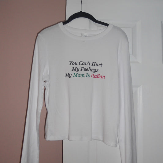 MY MOM IS ITALIAN long-sleeve baby tee *size 2XL*