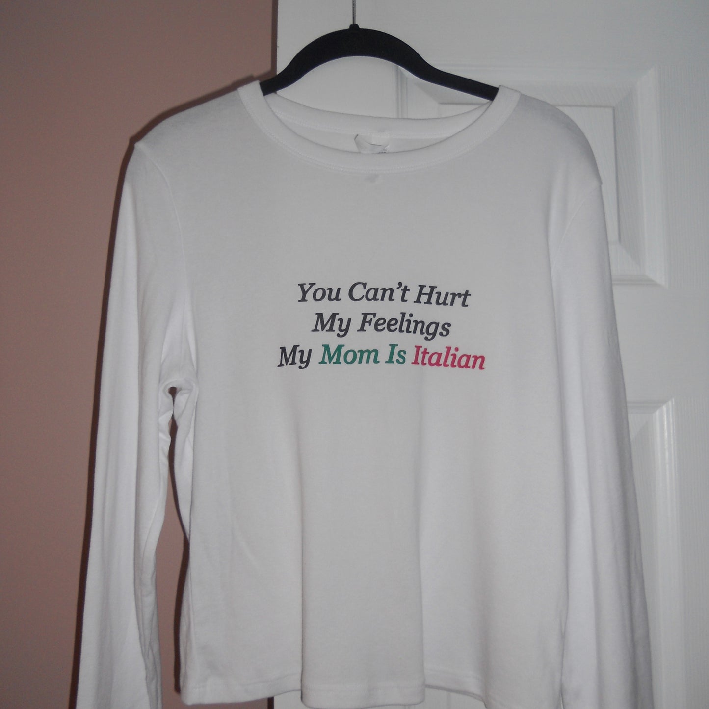 MY MOM IS ITALIAN long-sleeve baby tee *size 2XL*